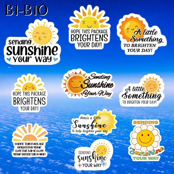 Stickers & labels PART B sending sunshine - Picture 1 of 12
